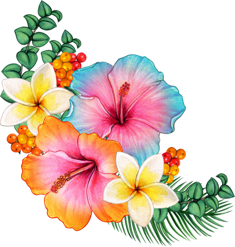 Watercolor tropical flower corner