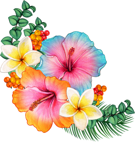 Watercolor tropical flower corner